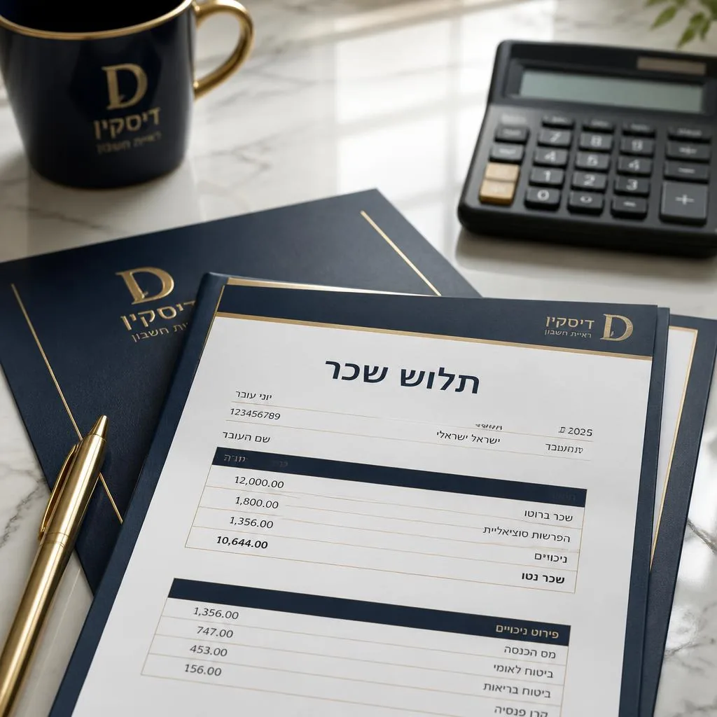 תלושי שכר וחישובי שכר על שולחן